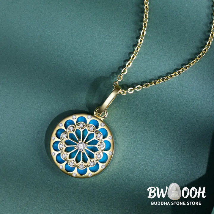 Buddha Stones 925 Sterling Silver Round Turquoise Zircon Protection Strength Necklace Pendant - BWOOOH