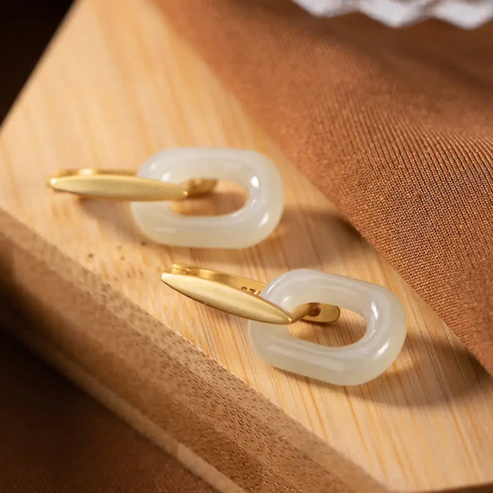 BWOOOH 925 Sterling Silver Round White Jade Happiness Blessing Earrings — Sterling Silver jade bracelet for spiritual heal...