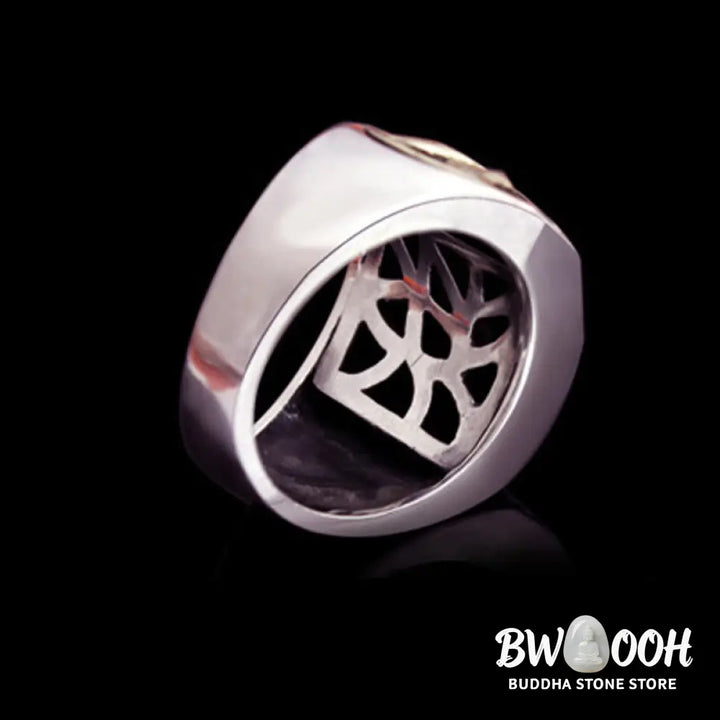 Buddha Stones 925 Sterling Silver Sanskrit Design Carved Protection Adjustable Ring - BWOOOH - Sanskrit