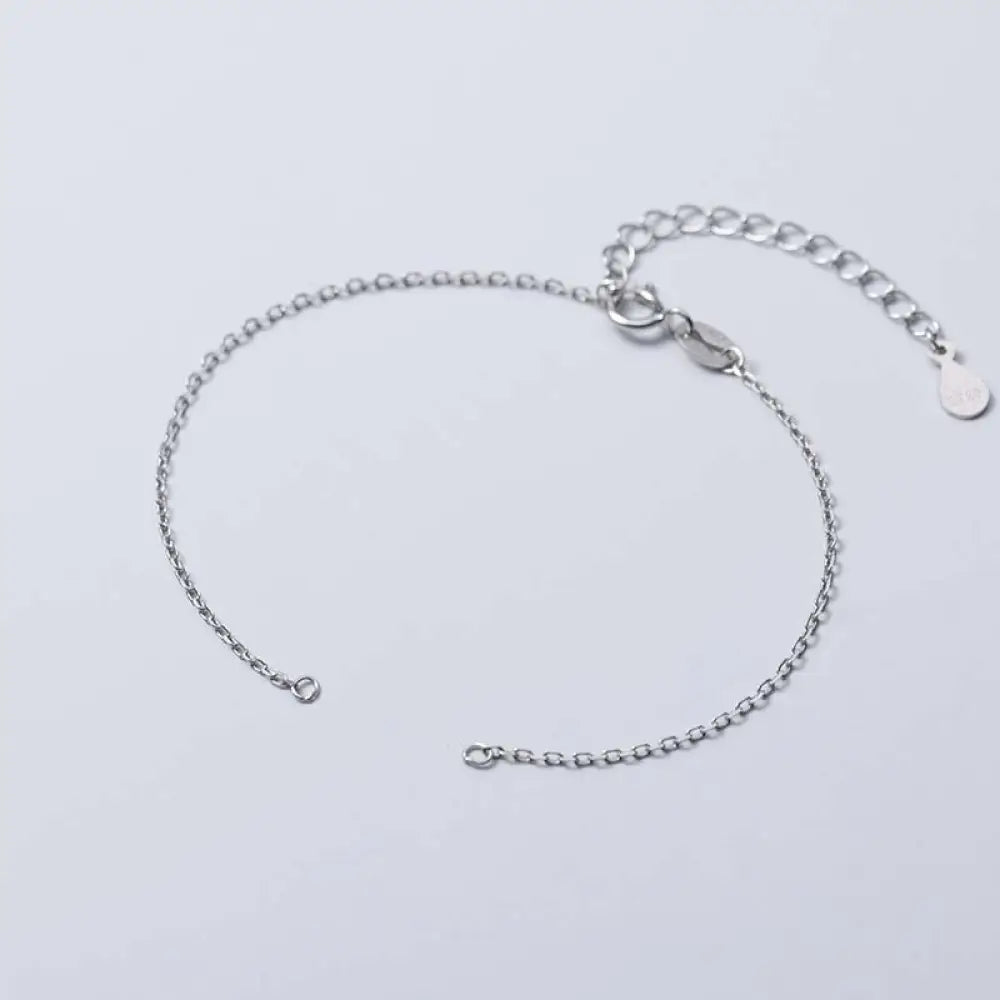 Buddha Stones 925 Sterling Silver Semi-finished Chain Blessing Bracelet - BWOOOH - Silver - Bracelet
