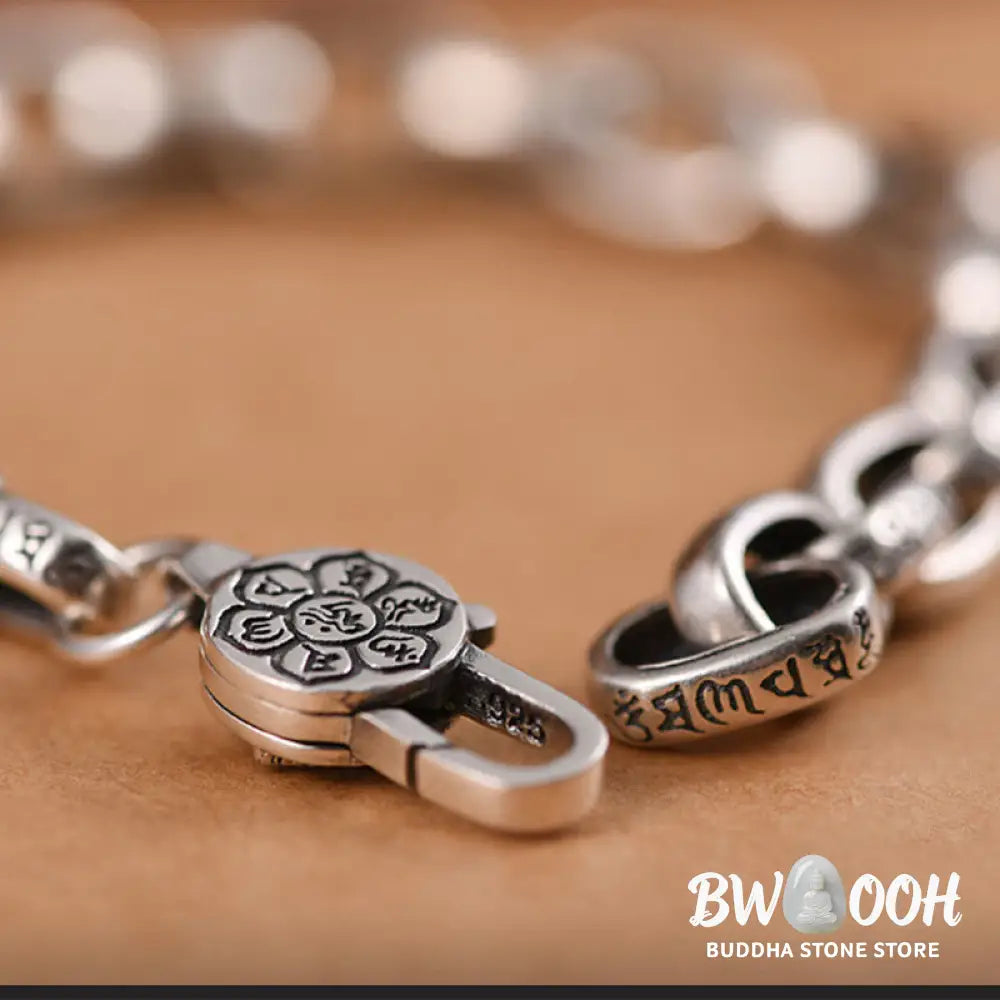 Buddha Stones 925 Sterling Silver Six True Words Wisdom Calm Bracelet - BWOOOH - Bracelet