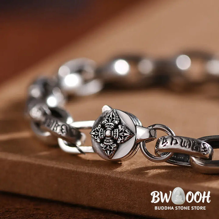 Buddha Stones 925 Sterling Silver Six True Words Wisdom Calm Bracelet - BWOOOH - Bracelet