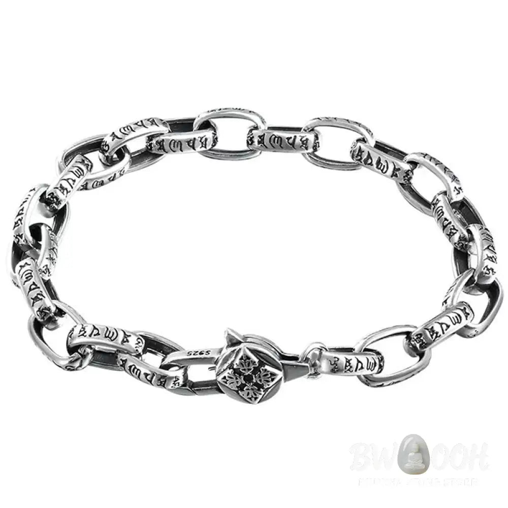 Buddha Stones 925 Sterling Silver Six True Words Wisdom Calm Bracelet - BWOOOH - Bracelet
