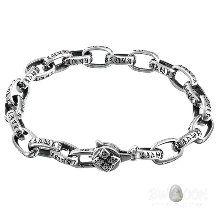 Buddha Stones 925 Sterling Silver Six True Words Wisdom Calm Bracelet - BWOOOH - Bracelet