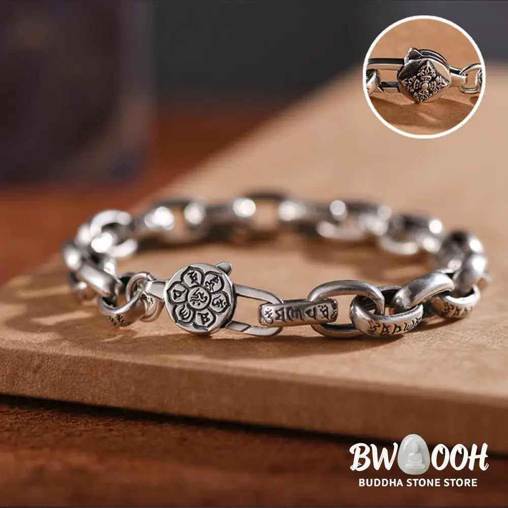 Buddha Stones 925 Sterling Silver Six True Words Wisdom Calm Bracelet - BWOOOH - Bracelet