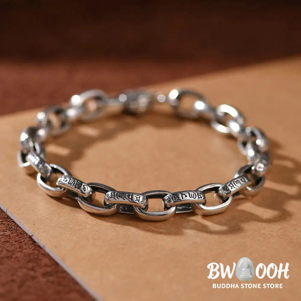 Buddha Stones 925 Sterling Silver Six True Words Wisdom Calm Bracelet - BWOOOH - Bracelet