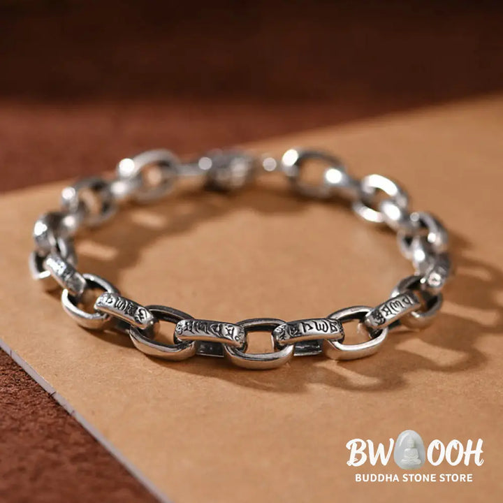 Buddha Stones 925 Sterling Silver Six True Words Wisdom Calm Bracelet - BWOOOH - Bracelet