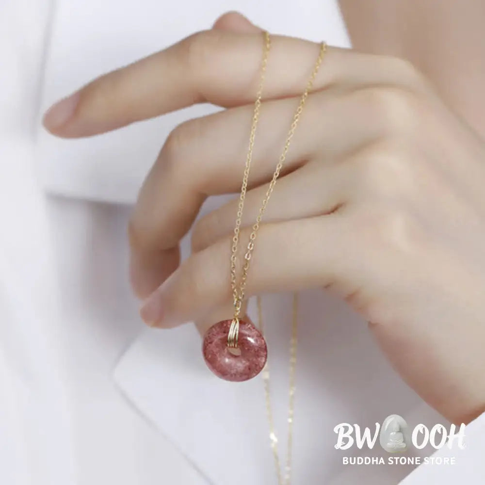 Buddha Stones 925 Sterling Silver Strawberry Quartz Healing Positive Necklace - BWOOOH - Necklaces &amp; Pendants