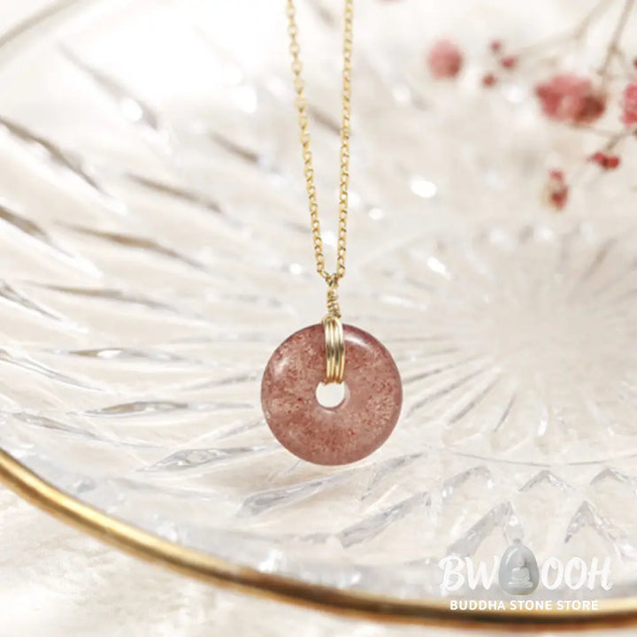 Buddha Stones 925 Sterling Silver Strawberry Quartz Healing Positive Necklace - BWOOOH - Necklaces &amp; Pendants
