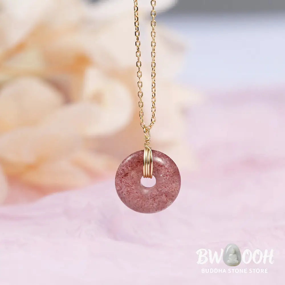 Buddha Stones 925 Sterling Silver Strawberry Quartz Healing Positive Necklace - BWOOOH - Necklaces &amp; Pendants