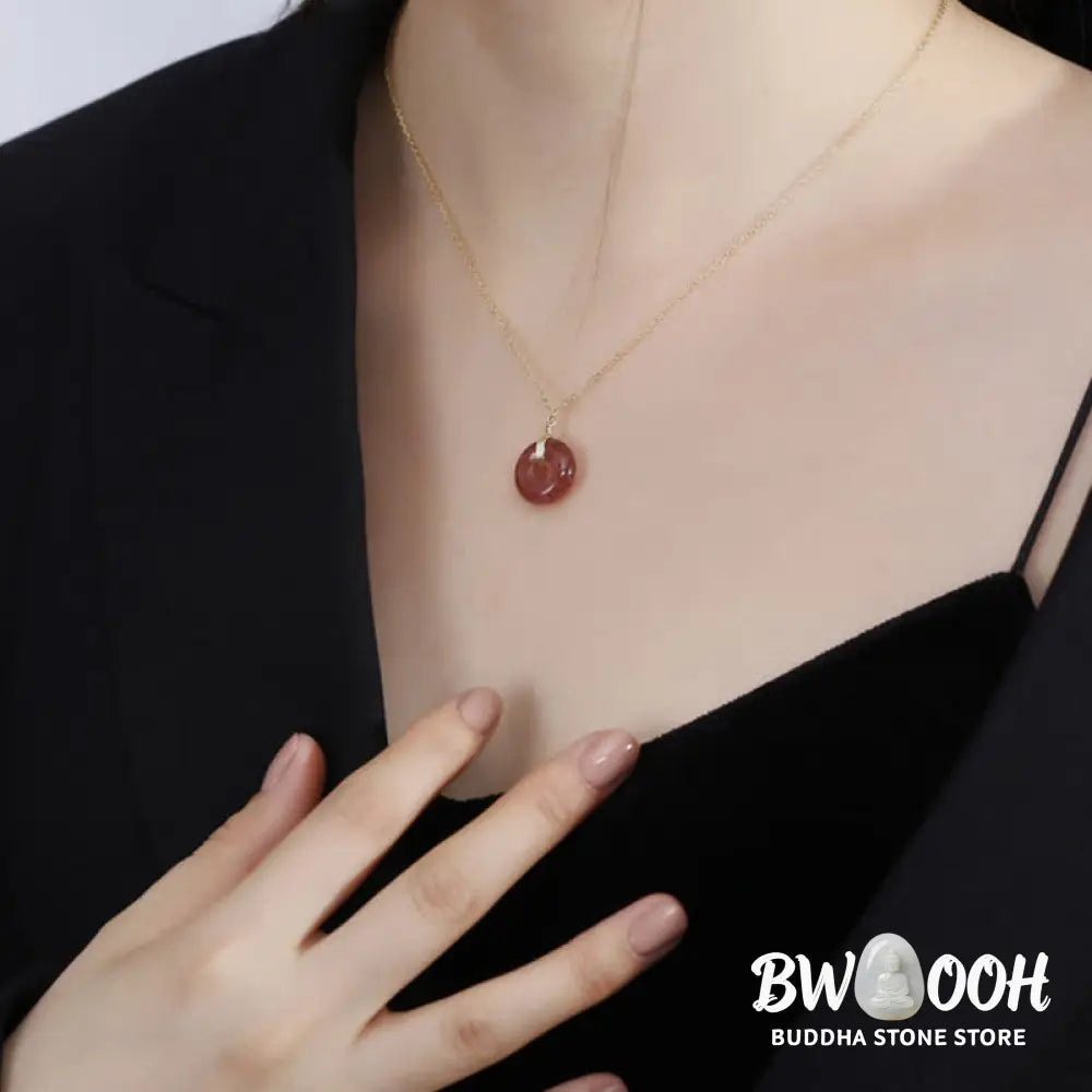 Buddha Stones 925 Sterling Silver Strawberry Quartz Healing Positive Necklace - BWOOOH - Necklaces &amp; Pendants