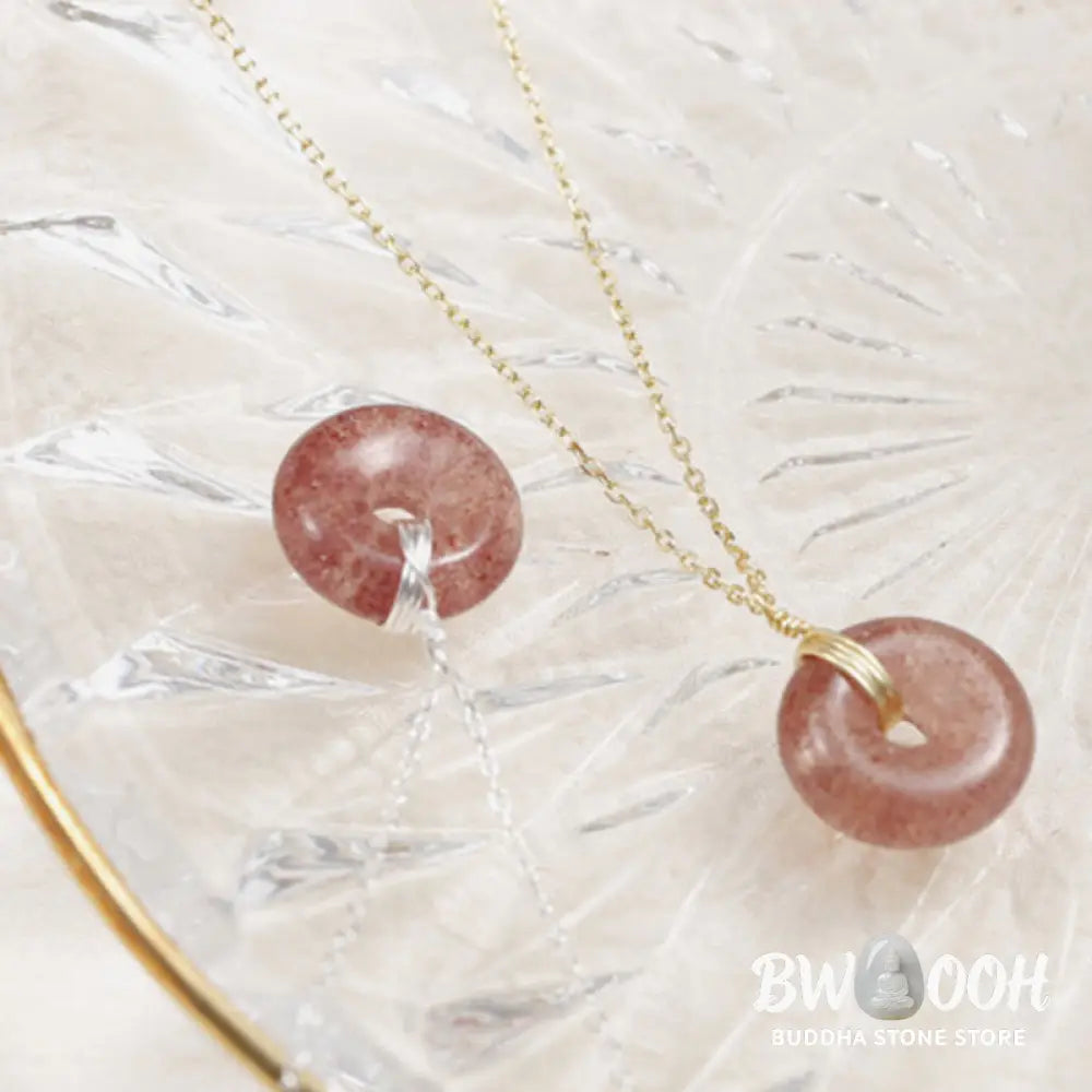 Buddha Stones 925 Sterling Silver Strawberry Quartz Healing Positive Necklace - BWOOOH - Necklaces &amp; Pendants