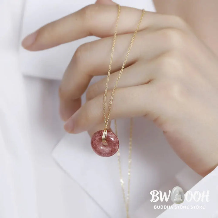 Buddha Stones 925 Sterling Silver Strawberry Quartz Healing Positive Necklace - BWOOOH - Necklaces &amp; Pendants