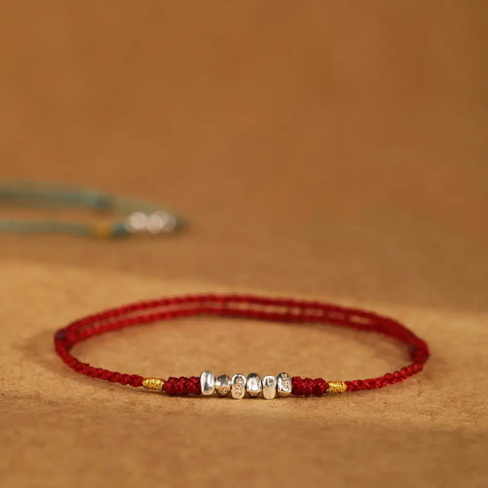 BWOOOH 925 Sterling Silver String Protection Luck Ultra-Thin Braided Bracelet Anklet - Bracelet Anklet