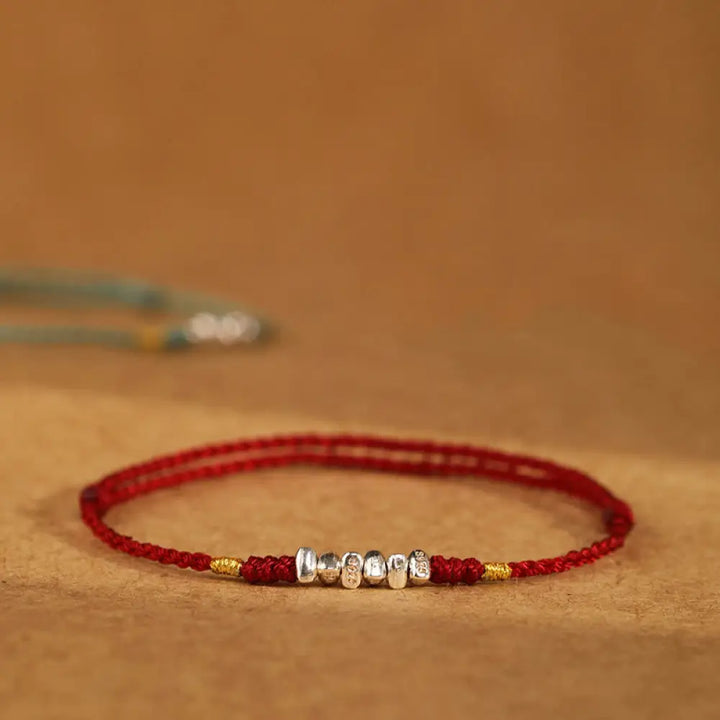 BWOOOH 925 Sterling Silver String Protection Luck Ultra-Thin Braided Bracelet Anklet - Bracelet Anklet