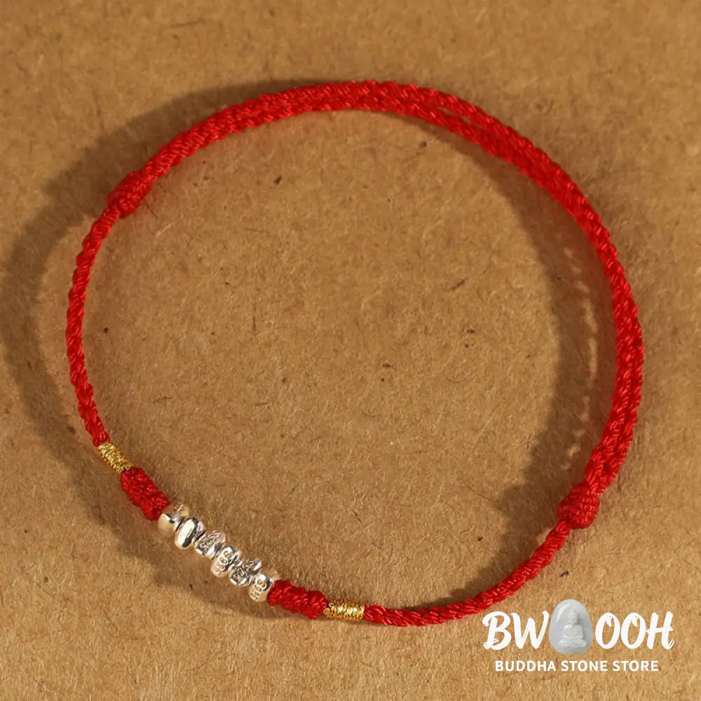 Buddha Stones 925 Sterling Silver String Protection Luck Ultra-Thin Braided Bracelet Anklet - Bracelet Anklet