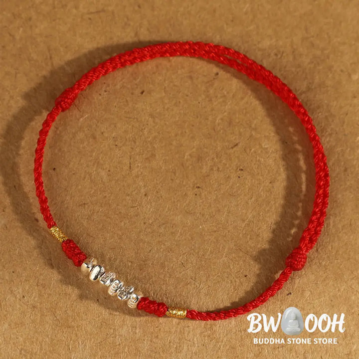 Buddha Stones 925 Sterling Silver String Protection Luck Ultra-Thin Braided Bracelet Anklet - Bracelet Anklet