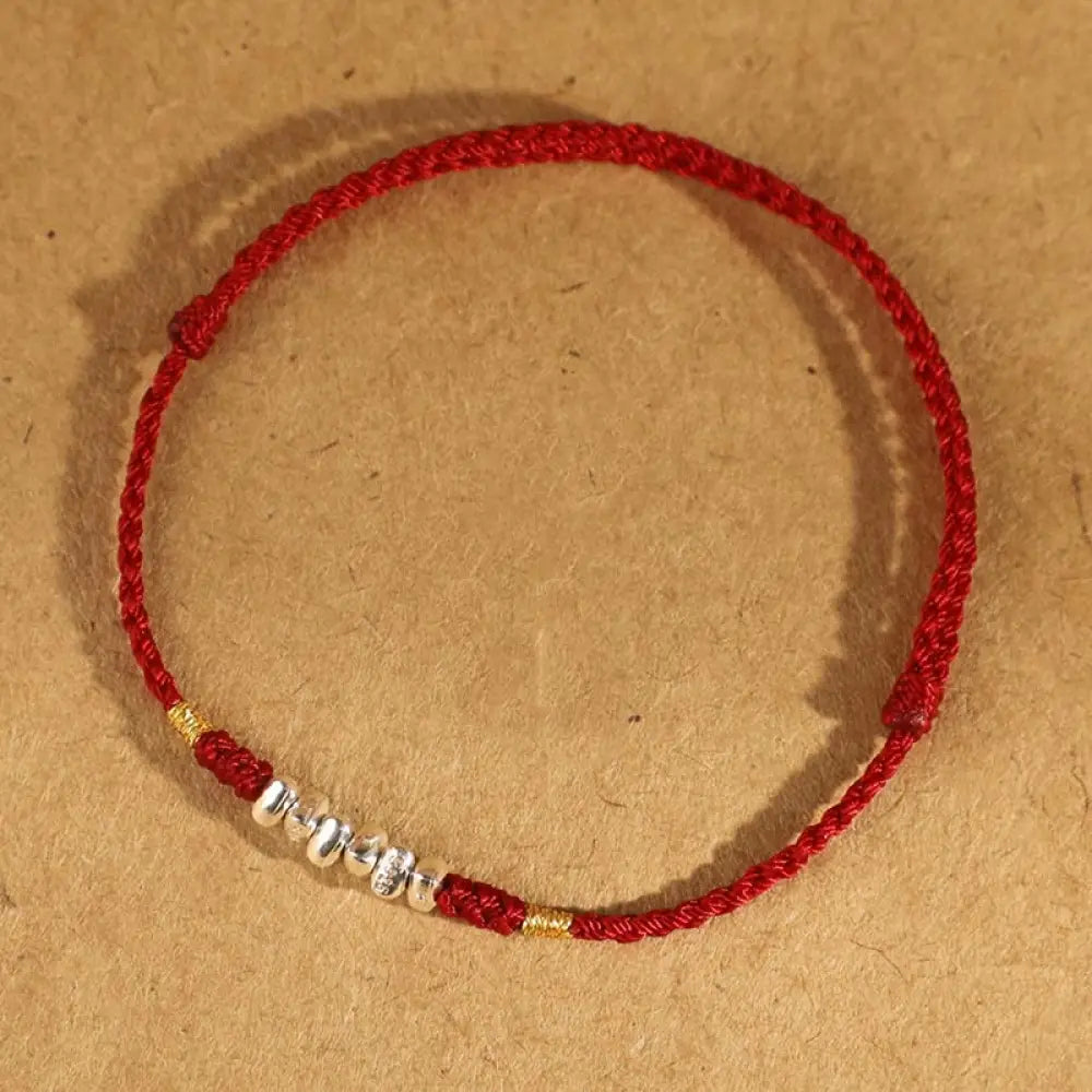 Buddha Stones 925 Sterling Silver String Protection Luck Ultra-Thin Braided Bracelet Anklet - 925 Sterling Silver Dark