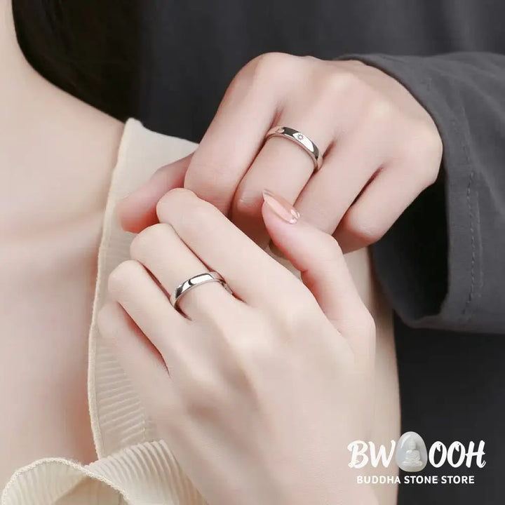 Buddha Stones 925 Sterling Silver Sun Moon Protection Adjustable Couple Ring - BWOOOH - Ring