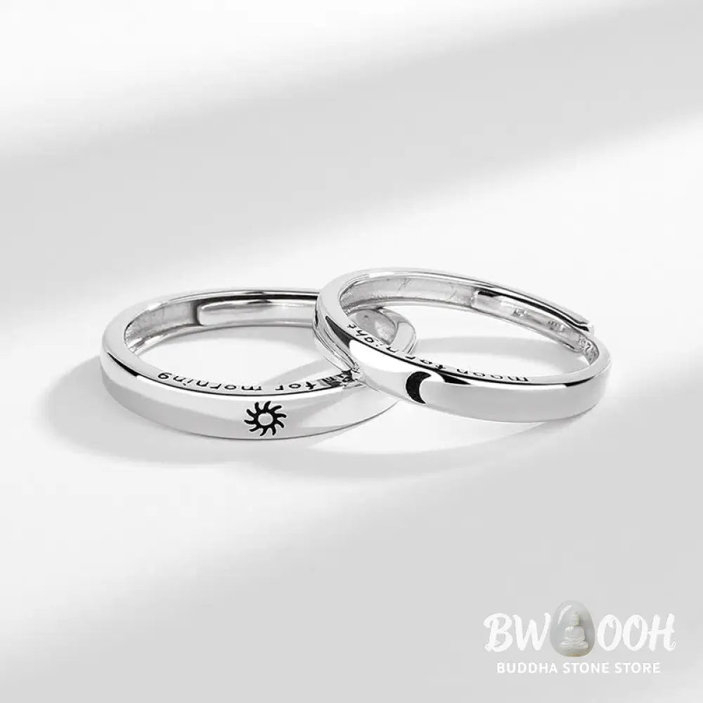 Buddha Stones 925 Sterling Silver Sun Moon Protection Adjustable Couple Ring - BWOOOH - Ring