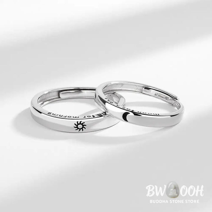 Buddha Stones 925 Sterling Silver Sun Moon Protection Adjustable Couple Ring - BWOOOH - Ring