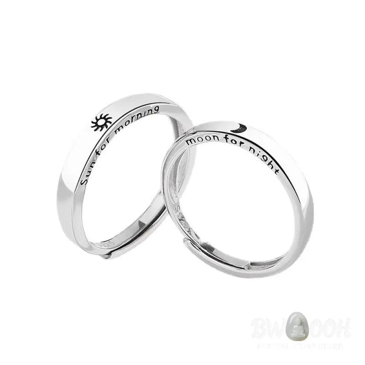 Buddha Stones 925 Sterling Silver Sun Moon Protection Adjustable Couple Ring - BWOOOH - Ring
