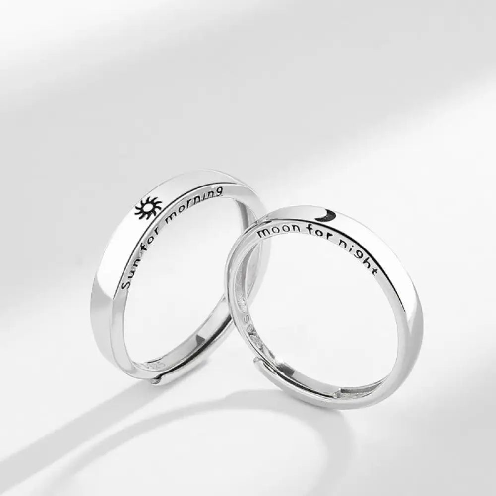 BWOOOH 925 Sterling Silver Sun Moon Protection Adjustable Couple Ring — Sterling Silver crystal healing bracelet for spiri...