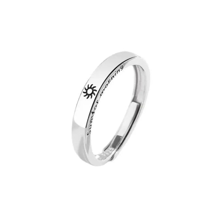 Buddha Stones 925 Sterling Silver Sun Moon Protection Adjustable Couple Ring - BWOOOH - Men (Sun) - Ring