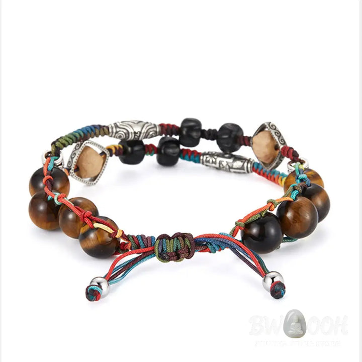 Buddha Stones 925 Sterling Silver Tiger’s Eye Bodhi Seed Handmade Courage Bracelet - BWOOOH - Bracelet