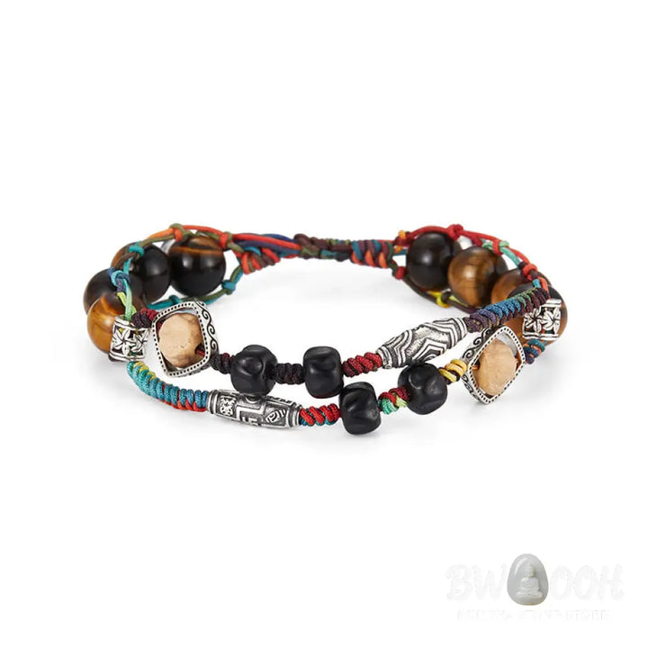Buddha Stones 925 Sterling Silver Tiger’s Eye Bodhi Seed Handmade Courage Bracelet - BWOOOH - Bracelet