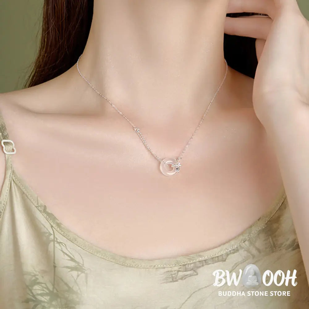 Buddha Stones 925 Sterling Silver Tulip Chalcedony Peace Buckle Fortune Necklace Pendant - BWOOOH - Tulip Peace Buckle