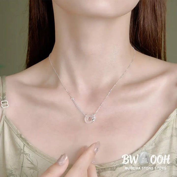 Buddha Stones 925 Sterling Silver Tulip Chalcedony Peace Buckle Fortune Necklace Pendant - BWOOOH - Tulip Peace Buckle