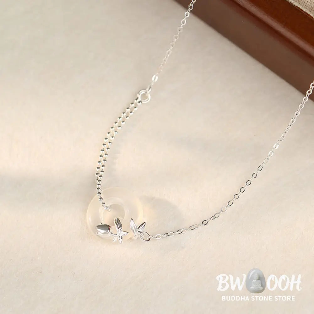 Buddha Stones 925 Sterling Silver Tulip Chalcedony Peace Buckle Fortune Necklace Pendant - BWOOOH - Tulip Peace Buckle