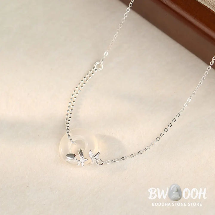 Buddha Stones 925 Sterling Silver Tulip Chalcedony Peace Buckle Fortune Necklace Pendant - BWOOOH - Tulip Peace Buckle