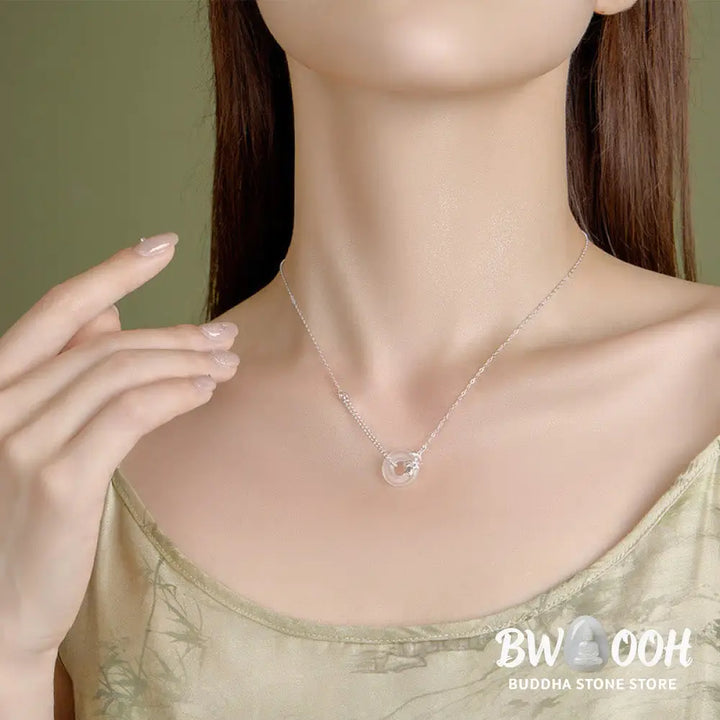 Buddha Stones 925 Sterling Silver Tulip Chalcedony Peace Buckle Fortune Necklace Pendant - BWOOOH - Tulip Peace Buckle