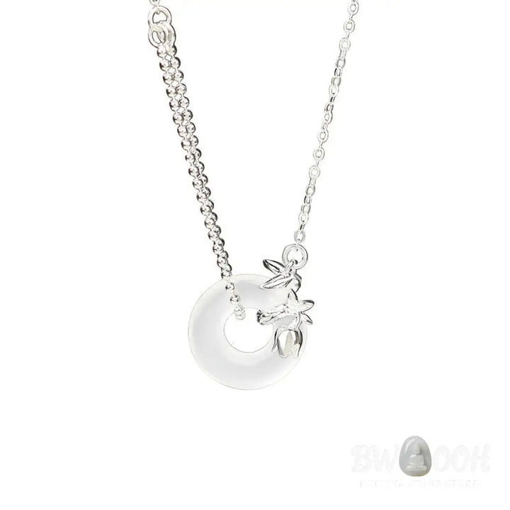 Buddha Stones 925 Sterling Silver Tulip Chalcedony Peace Buckle Fortune Necklace Pendant - BWOOOH - Tulip Peace Buckle