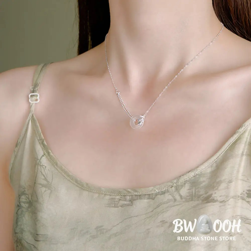 Buddha Stones 925 Sterling Silver Tulip Chalcedony Peace Buckle Fortune Necklace Pendant - BWOOOH - Tulip Peace Buckle
