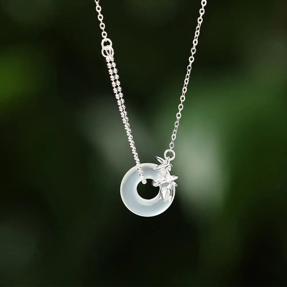 Buddha Stones 925 Sterling Silver Tulip Chalcedony Peace Buckle Fortune Necklace Pendant - BWOOOH - Tulip Peace Buckle