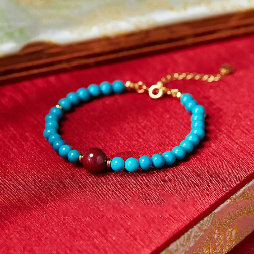 BWOOOH 925 Sterling Silver Turquoise Cinnabar Purification Bracelet — Sterling Silver crystal healing bracelet for spiritu...