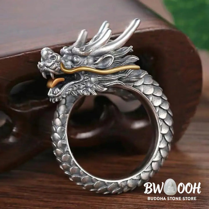 Buddha Stones 925 Sterling Silver Vintage Dragon Design Protection Strength Adjustable Ring (Extra 30% Off | USE CODE: