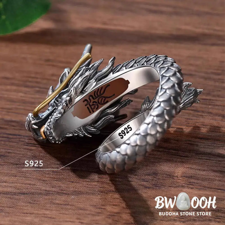 Buddha Stones 925 Sterling Silver Vintage Dragon Design Protection Strength Adjustable Ring (Extra 30% Off | USE CODE:
