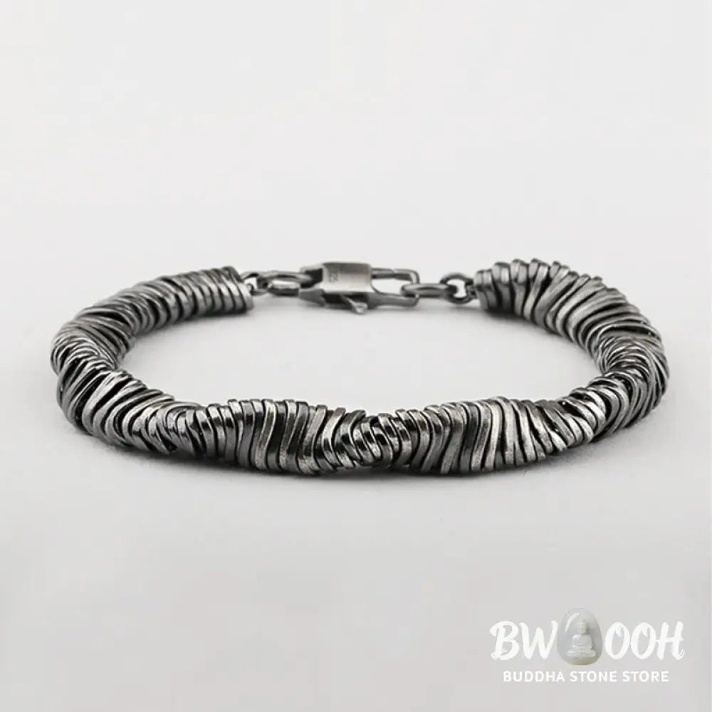 Buddha Stones 925 Sterling Silver Vintage Twisted Design Wealth Healing Chain Bracelet - Bracelet