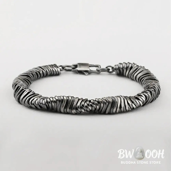 Buddha Stones 925 Sterling Silver Vintage Twisted Design Wealth Healing Chain Bracelet - Bracelet