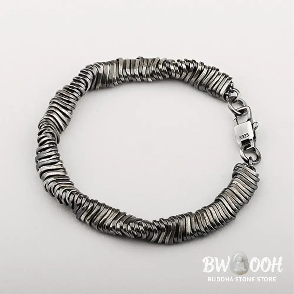 Buddha Stones 925 Sterling Silver Vintage Twisted Design Wealth Healing Chain Bracelet - Bracelet