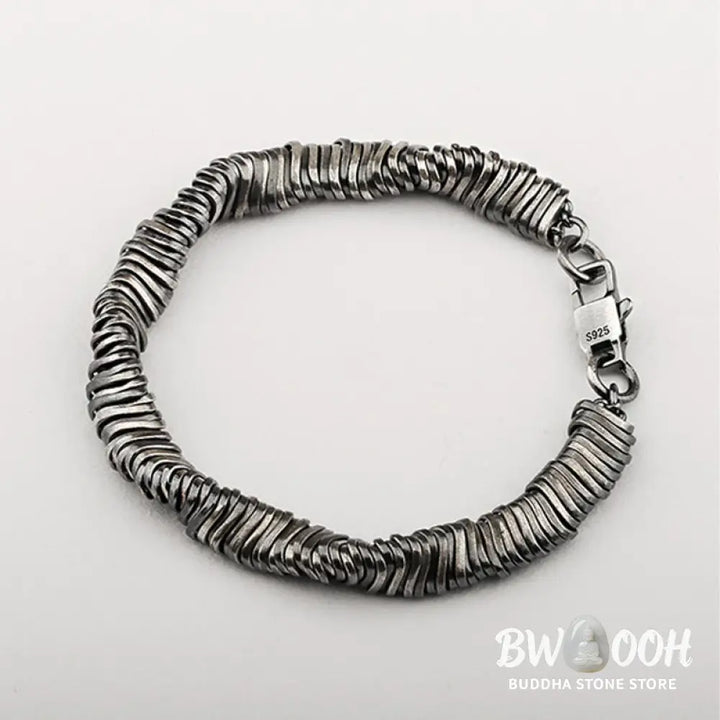 Buddha Stones 925 Sterling Silver Vintage Twisted Design Wealth Healing Chain Bracelet - Bracelet