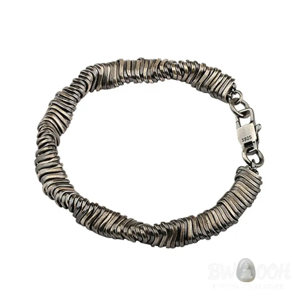 Buddha Stones 925 Sterling Silver Vintage Twisted Design Wealth Healing Chain Bracelet - Bracelet