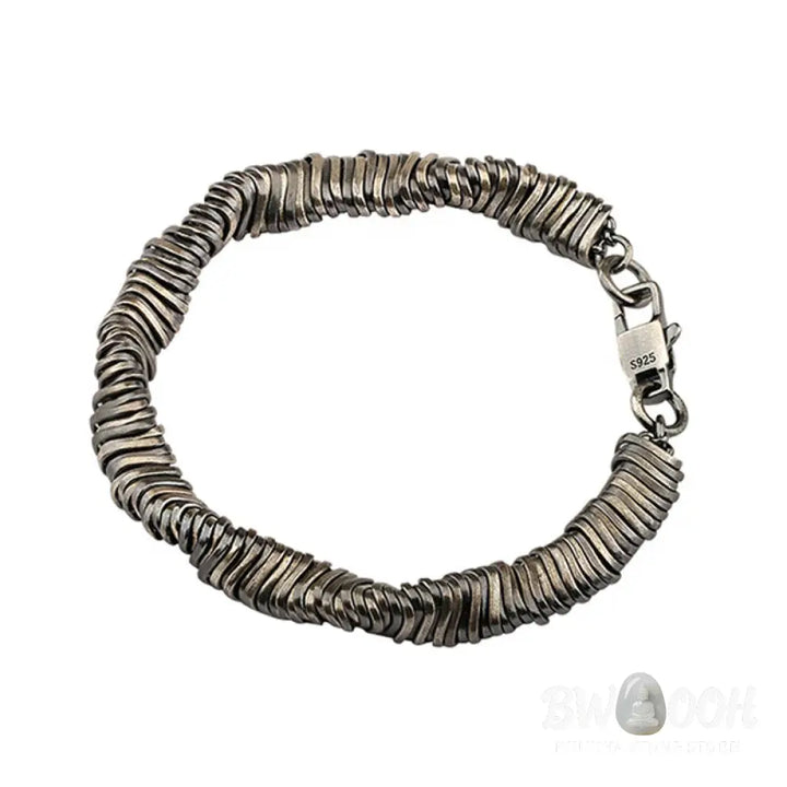 Buddha Stones 925 Sterling Silver Vintage Twisted Design Wealth Healing Chain Bracelet - Bracelet