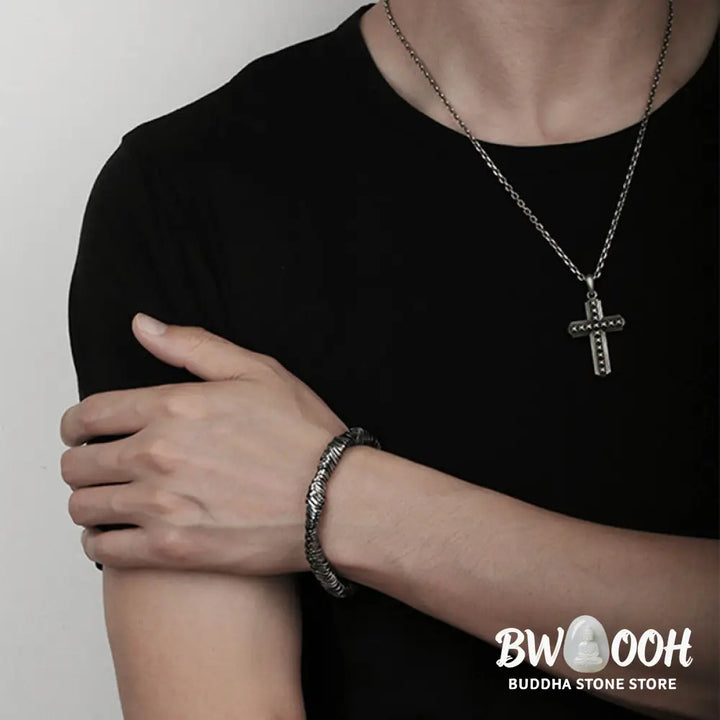 Buddha Stones 925 Sterling Silver Vintage Twisted Design Wealth Healing Chain Bracelet - Bracelet