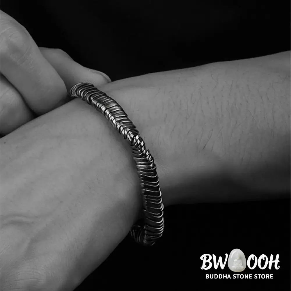 Buddha Stones 925 Sterling Silver Vintage Twisted Design Wealth Healing Chain Bracelet - Bracelet