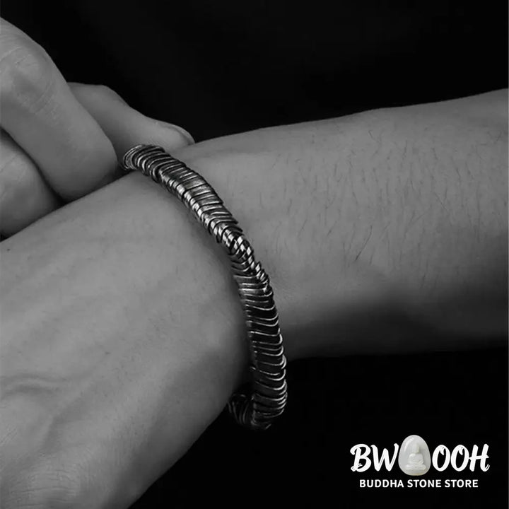 Buddha Stones 925 Sterling Silver Vintage Twisted Design Wealth Healing Chain Bracelet - Bracelet